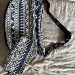 Ethnotek Bagan Bag with Padu zipper pouch navy and white